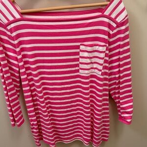 Talbots Pink and White Cotton Top